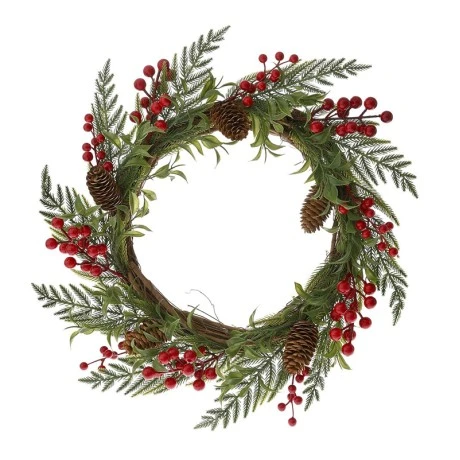 WILLOW WREATH WITH PLASTIC LEAFS AND BERRIES 42CM