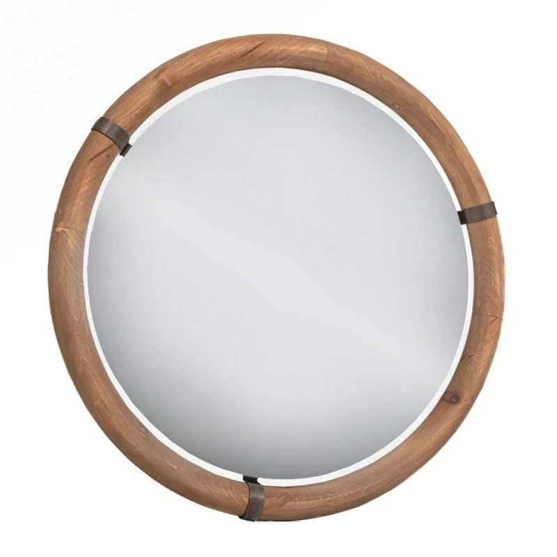 DECO ROUND MIRROR WITH WOODEN FRAME 65X4X65CM
