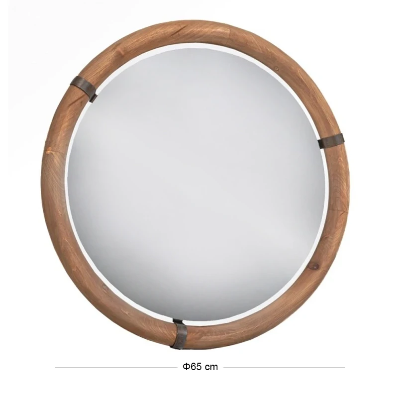 DECO ROUND MIRROR WITH WOODEN FRAME 65X4X65CM