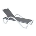 SUMMER K/D Sunlounger (w/arms) ALU, PP White, Textilene Grey