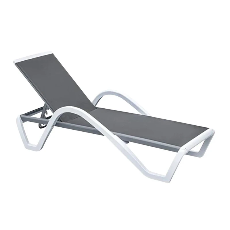 SUMMER K/D Sunlounger (w/arms) ALU, PP White, Textilene Grey
