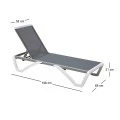 SUMMER K/D Sunlounger (w/arms) ALU, PP White, Textilene Grey
