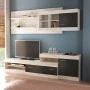 Amalia Megapap melamine TV unit in white grey - anthracite color 252x42x180cm.