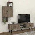 Bergamo Megapap melamine TV unit in dark walnut 180x37x52cm.
