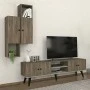 Bergamo Megapap melamine TV unit in dark walnut 180x37x52cm.