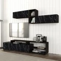 Grill Megapap melamine TV unit in black marble effect color 220x35x47,5cm.