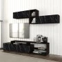Grill Megapap melamine TV unit in black marble effect color 220x35x47,5cm.