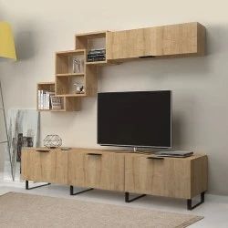 Heydar Megapap melamine TV unit in sonoma color 210x35x40cm. Heydar Megapap melamine TV unit in sonoma color 210x35x40cm.