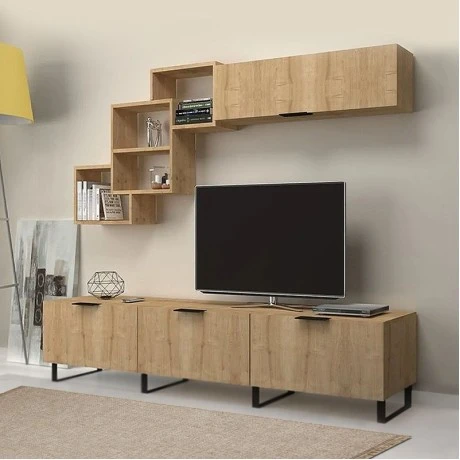 Heydar Megapap melamine TV unit in sonoma color 210x35x40cm.