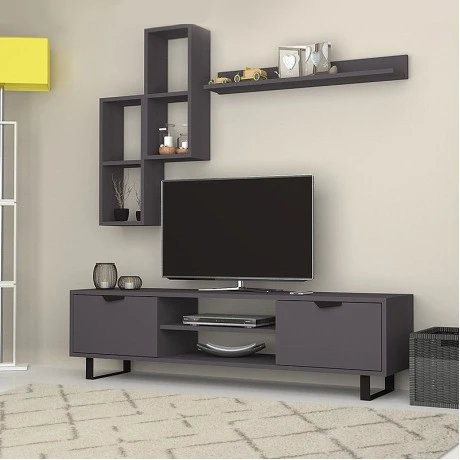 Σύνθεση τηλεόρασης Lonsa Megapap χρώμα ανθρακί 160x35x40εκ.