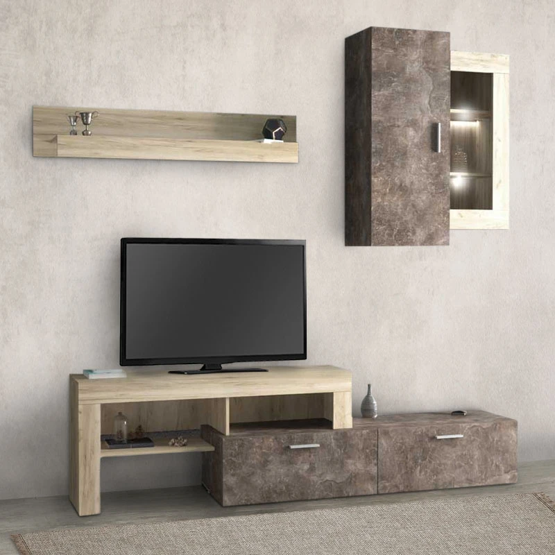 Maeve Megapap melamine TV unit in grey oak - dark atelier color 224x42x190cm.