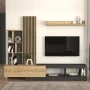 Vermont Megapap melamine tv unit in anthracite - sepet oak color 240x40x192cm.