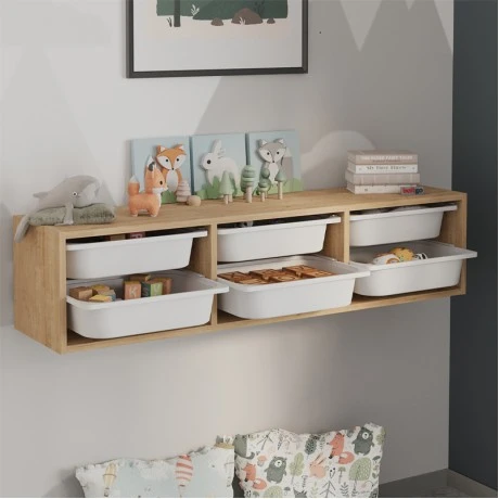 Pavia Megapap wall-mounted chest of drawers with 6 drawers in sapphire oak color 132x31x30.7cm.