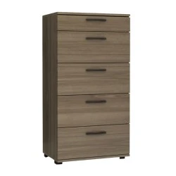 Helia Megapap melamine dresser in walnut color 60x44x108cm. Helia Megapap melamine dresser in walnut color 60x44x108cm.