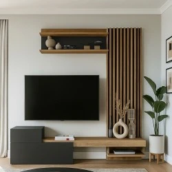 Dumont Megapap melamine tv unit in anthracite - sepet oak color 180x36,8x200cm. Dumont Megapap melamine tv unit in anthracite - sepet oak color 180x36,8x200cm.
