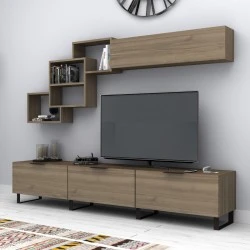 Heydar Megapap melamine TV unit in walnut color 210x35x40cm. Heydar Megapap melamine TV unit in walnut color 210x35x40cm.