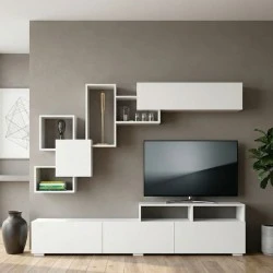Σύνθεση τηλεόρασης Stamatia Megapap χρώμα λευκό 210x36,8x46,8εκ.