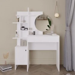 Mup Megapap melamine dressing table in white color 105x35x151cm. Mup Megapap melamine dressing table in white color 105x35x151cm.