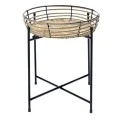 WICKER TABLE TRAY WITH METAL BLACK LEGS D38X45CM