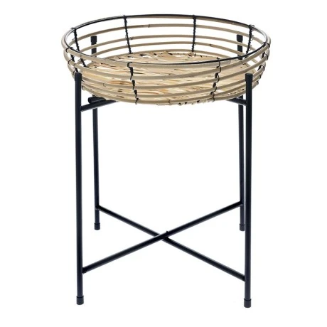 WICKER TABLE TRAY WITH METAL BLACK LEGS D38X45CM