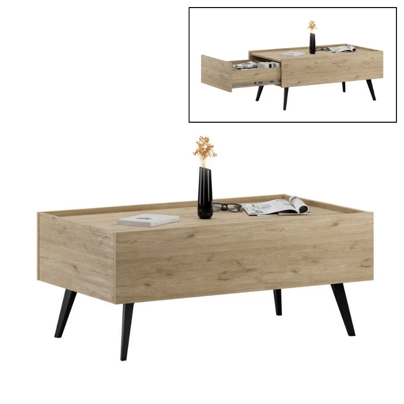 Luna Megapap melamine coffee table in oak color 102x61x44cm.