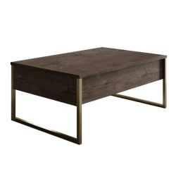 Luxe Megapap metal - melamine coffee table in walnut - gold color 90x60x40cm. Luxe Megapap metal - melamine coffee table in walnut - gold color 90x60x40cm.