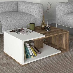 Mareta Megapap melamine coffee table in white - walnut color 81,8x50x35cm. Mareta Megapap melamine coffee table in white - walnut color 81,8x50x35cm.