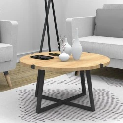 Mauricio Megapap metallic - melamine coffee table in sonoma - anthracite color 78x78x43cm. Mauricio Megapap metallic - melamine coffee table in sonoma - anthracite color 78x78x43cm.