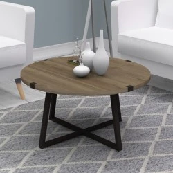 Mauricio Megapap metallic - melamine coffee table in walnut - anthracite color 78x78x43cm. Mauricio Megapap metallic - melamine coffee table in walnut - anthracite color 78x78x43cm.