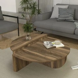Nilvia Megapap melamine coffee table in walnut color Ø85x35cm. Nilvia Megapap melamine coffee table in walnut color Ø85x35cm.