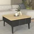 Pedro Megapap melamine coffee table in anthracite - rota oak color 73.2x73.2x38.6cm.