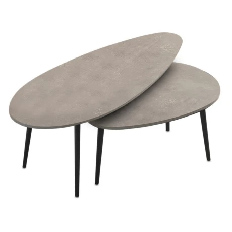 Elips Megapap melamine coffee table set of 2 in retro grey color 116x46x46cm