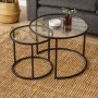 Vetro Megapap metal - tempered glass coffee table in black color Ø60x43cm.