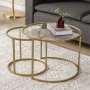 Vetro Megapap metal - tempered glass coffee table in gold color Ø60x43cm.