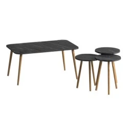 Soul Megapap melamine coffee table set of 4 in black marble effect color 90x55x43cm. Soul Megapap melamine coffee table set of 4 in black marble effect color 90x55x43cm.