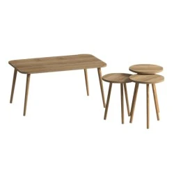 Soul Megapap melamine coffee table set of 4 in oak color 90x55x43cm. Soul Megapap melamine coffee table set of 4 in oak color 90x55x43cm.