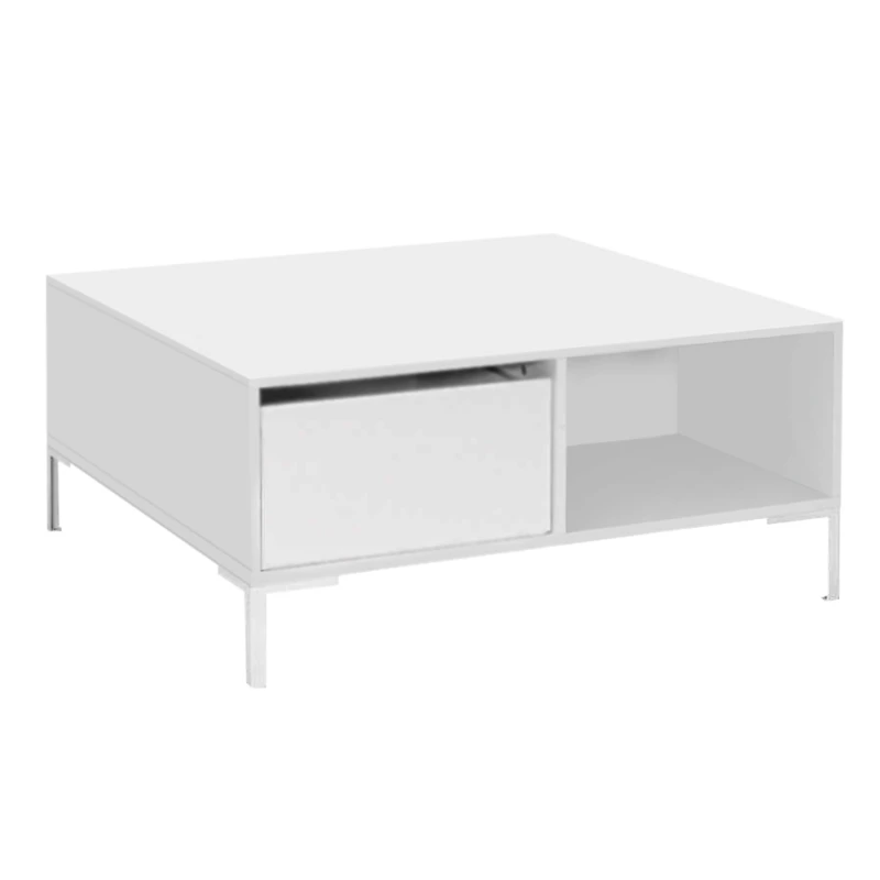 Slide Megapap melamine coffee table in white color 90x90x42cm.
