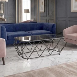 Acton coffee table with metallic frame and glass surface in black color 123x63x44cm. Acton coffee table with metallic frame and glass surface in black color 123x63x44cm.