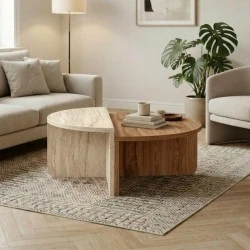 Aloeva Megapap melamine coffee table in walnut Ud - travertine color Ø90x37cm. Aloeva Megapap melamine coffee table in walnut Ud - travertine color Ø90x37cm.