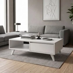 Aster Megapap melamine coffee table in white color 120x56x40cm. Aster Megapap melamine coffee table in white color 120x56x40cm.