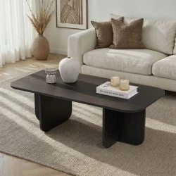 Becaj Megapap melamine coffee table in black wood color 120x60x41.4cm. Becaj Megapap melamine coffee table in black wood color 120x60x41.4cm.