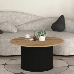 Bohema Megapap melamine coffee table in black - sepet oak Ø85x43,2cm. Bohema Megapap melamine coffee table in black - sepet oak Ø85x43,2cm.