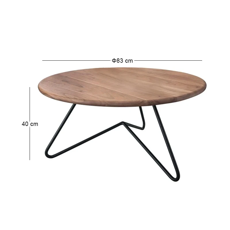 BORAL Coffee Table d.83x40 Acacia Natural Finish (Black Paint)