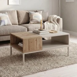 Cailin Megapap melamine coffee table in sandstone - sepet oak color 90x56x40.6cm. Cailin Megapap melamine coffee table in sandstone - sepet oak color 90x56x40.6cm.