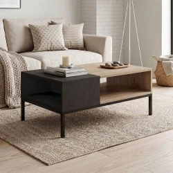 Cailin Megapap melamine coffee table in sepet oak - black wood color 90x56x40.6cm. Cailin Megapap melamine coffee table in sepet oak - black wood color 90x56x40.6cm.