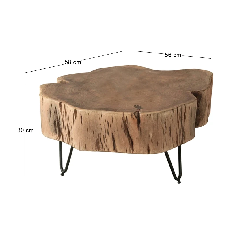 DUNNO Coffee Table +/-58x56x30 Acacia Natural Finish (Black Paint)