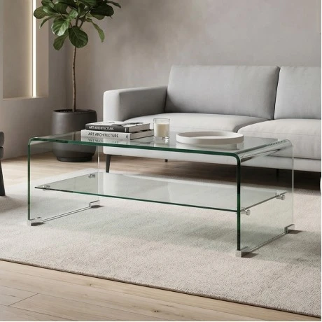 Τραπεζάκι σαλονιού Glasser Clear ενισχυμένο γυαλί 100x50x43εκ.
