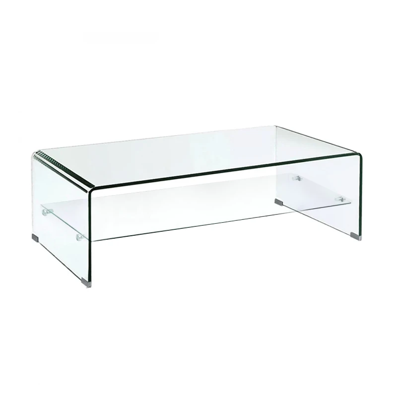 Τραπεζάκι σαλονιού Glasser Clear με ενισχυμένο γυαλί 100x50x43εκ.