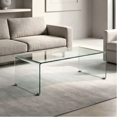 Τραπεζάκι σαλονιού Glasser Clear ενισχυμένο γυαλί 110x55x35εκ.