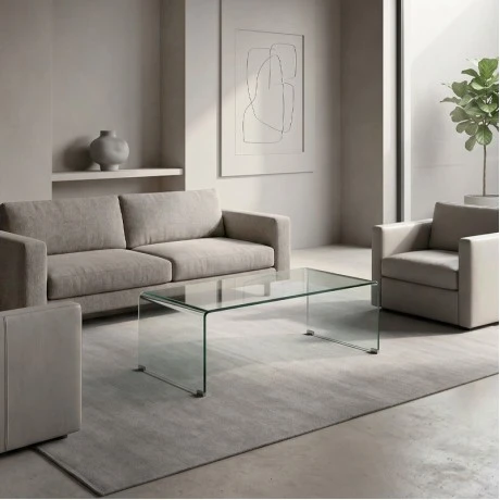 Τραπεζάκι σαλονιού Glasser Clear ενισχυμένο γυαλί 110x55x35εκ.